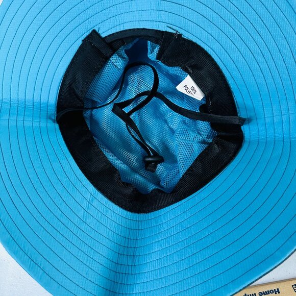 SunShade Womens Wide Brim Blue Foldable Bucket Hat Sun Hat With Ponytail Hole - Picture 3 of 8